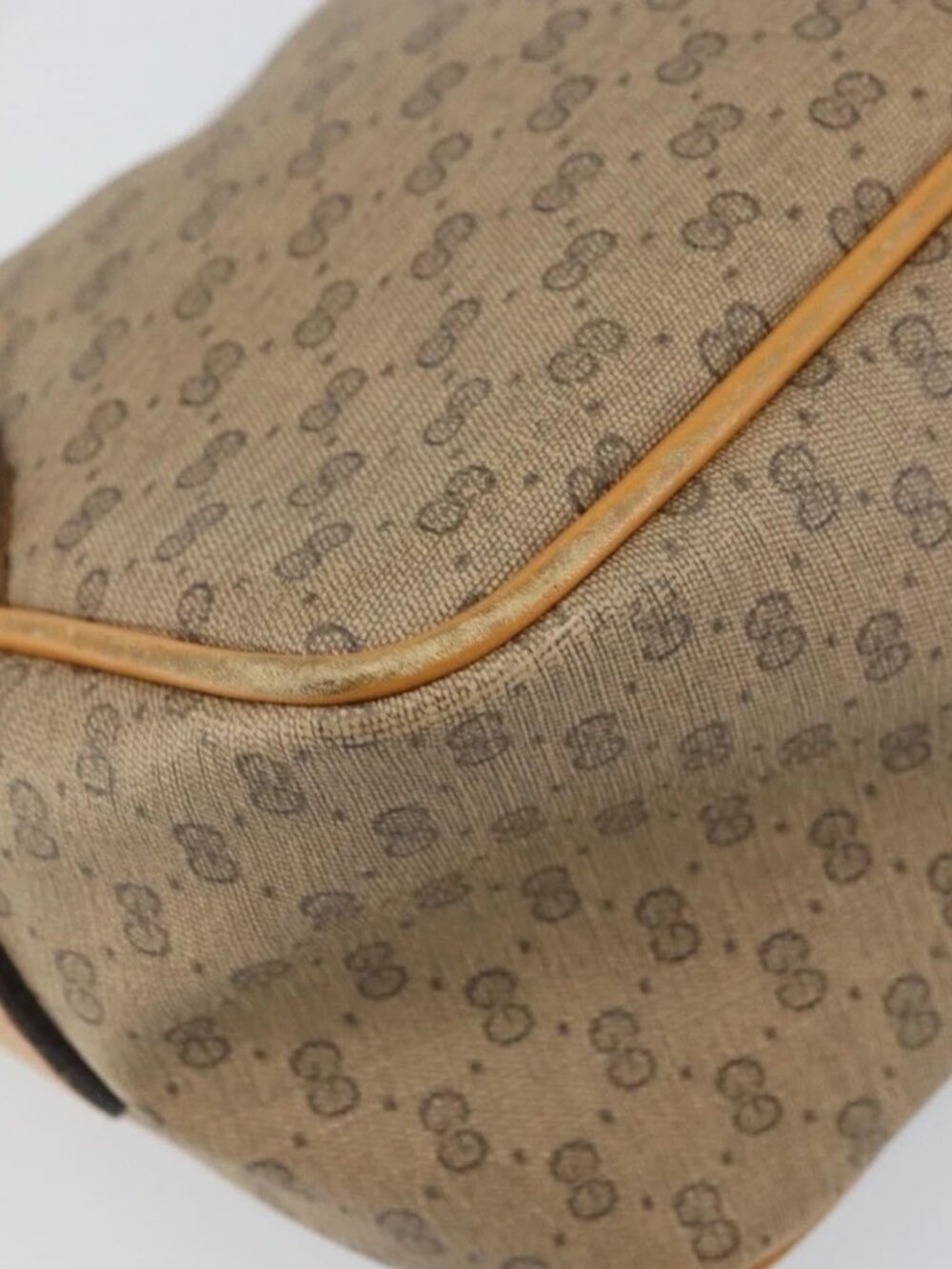 GUCCI Micro GG Supreme Shoulder Bag PVC Beige Gold Auth BA9394 - Picture 12 of 16